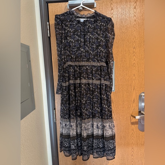 Antonio Melani Margarite Floral Print Long Sleeve Split Round Neck Button Dress - Picture 2 of 6